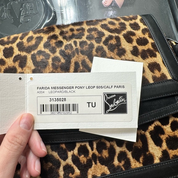 Christian Louboutin Farida Leopard Calf Hair & Leather Messenger Crossbody Bag - Picture 12 of 13